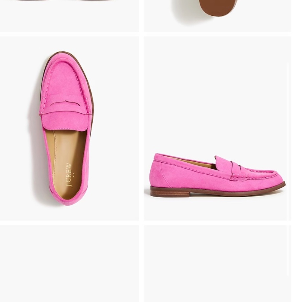 NIB-J Crew Factory Suede Penny Loafers-Intense Pink Sz 9